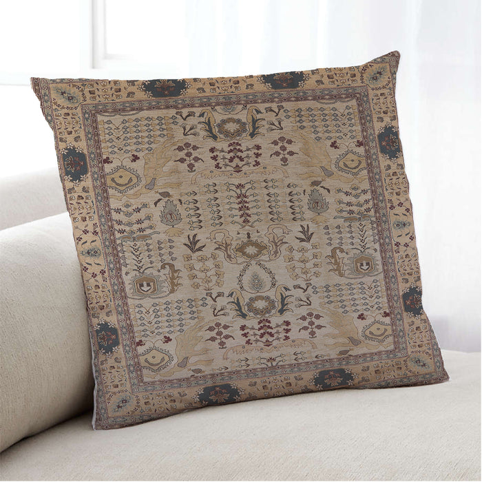 Lifestyle Image of Mid-Century Modern Urban Square Sepia Brown Throw Pillow, 18 inch by 18 inch, pwurb825