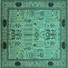 Square Oriental Turquoise Industrial Rug, urb825turq