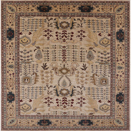 Square Mid-Century Modern Reddish Brown Oriental Rug, urb825