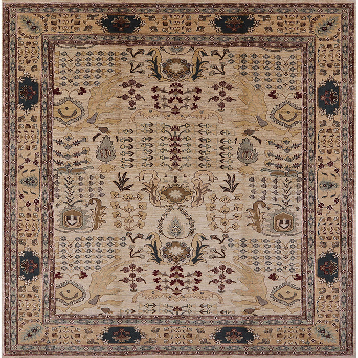 Square Mid-Century Modern Reddish Brown Oriental Rug, urb825