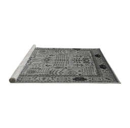 Sideview of Machine Washable Oriental Gray Industrial Rug, wshurb825gry