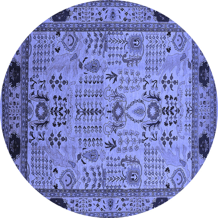 Round Oriental Blue Industrial Rug, urb825blu