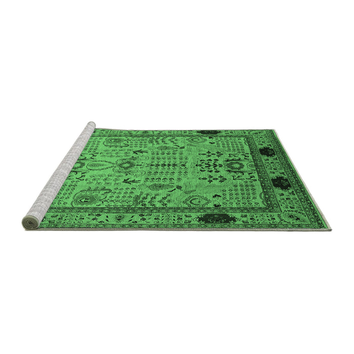 Sideview of Machine Washable Oriental Emerald Green Industrial Area Rugs, wshurb825emgrn