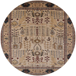 Round Mid-Century Modern Reddish Brown Oriental Rug, urb825
