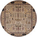 Round Mid-Century Modern Reddish Brown Oriental Rug, urb825