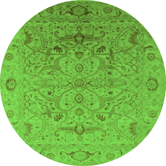 Round Oriental Green Industrial Rug, urb826grn