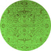 Round Oriental Green Industrial Rug, urb826grn