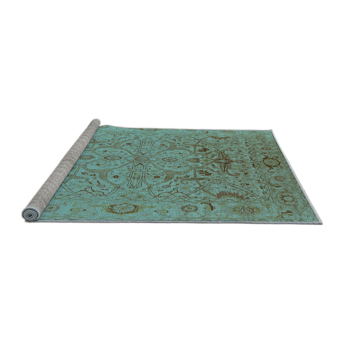 Sideview of Machine Washable Oriental Light Blue Industrial Rug, wshurb826lblu