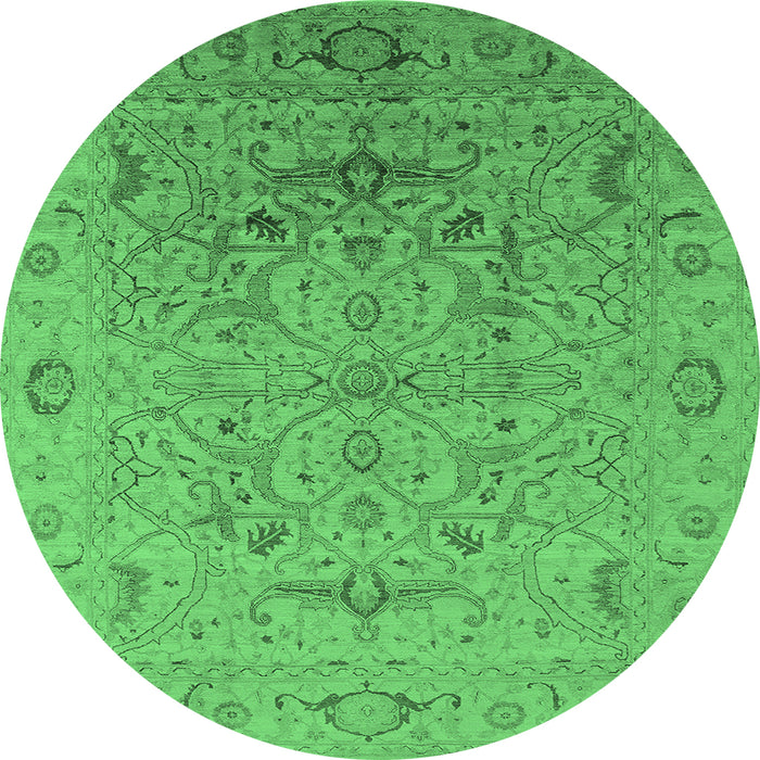 Round Oriental Emerald Green Industrial Rug, urb826emgrn