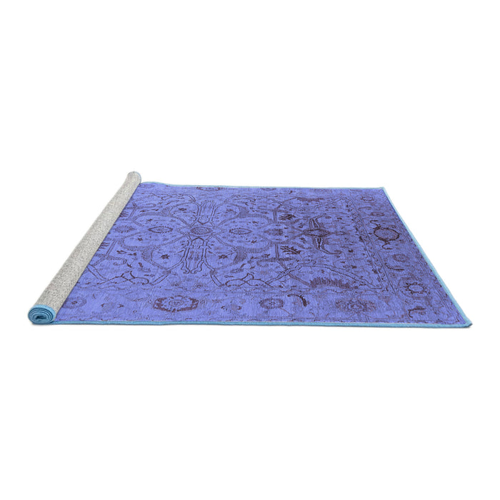 Sideview of Machine Washable Oriental Blue Industrial Rug, wshurb826blu