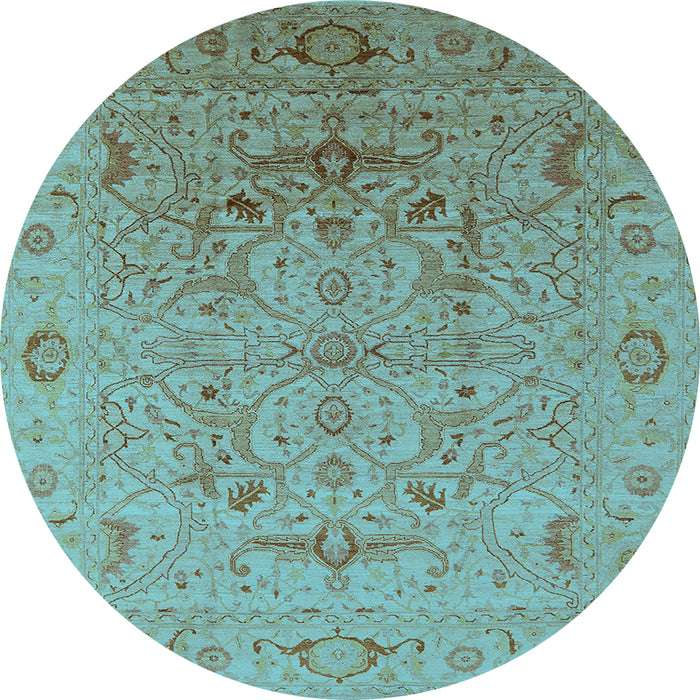 Round Oriental Light Blue Industrial Rug, urb826lblu
