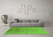 Machine Washable Oriental Green Industrial Area Rugs in a Living Room,, wshurb826grn
