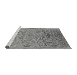 Sideview of Machine Washable Oriental Gray Industrial Rug, wshurb826gry