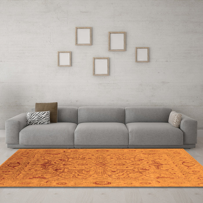 Machine Washable Oriental Orange Industrial Area Rugs in a Living Room, wshurb826org