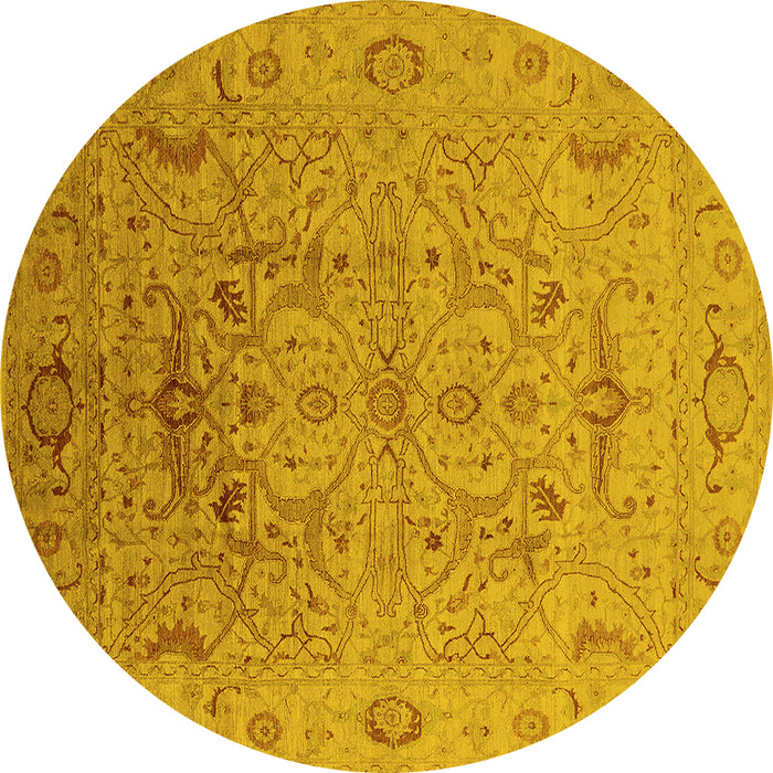 Round Oriental Yellow Industrial Rug, urb826yw