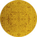 Round Oriental Yellow Industrial Rug, urb826yw