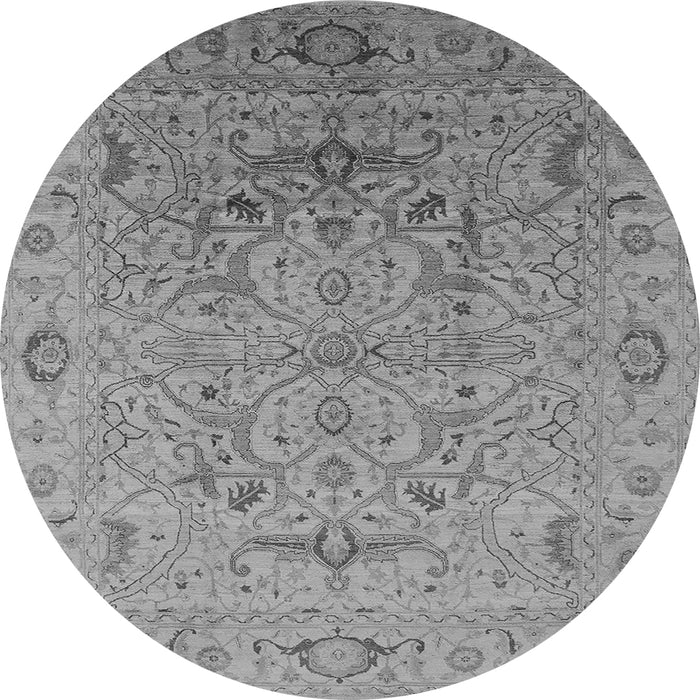 Round Machine Washable Oriental Gray Industrial Rug, wshurb826gry