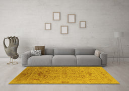 Machine Washable Oriental Yellow Industrial Rug in a Living Room, wshurb826yw