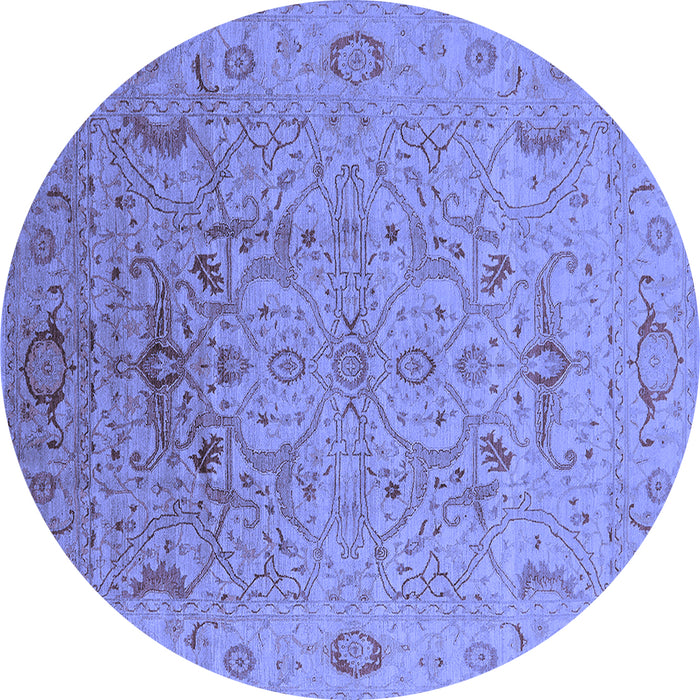 Round Oriental Blue Industrial Rug, urb826blu