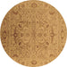 Round Oriental Brown Industrial Rug, urb826brn