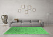 Machine Washable Oriental Emerald Green Industrial Area Rugs in a Living Room,, wshurb826emgrn