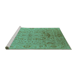 Sideview of Machine Washable Oriental Turquoise Industrial Area Rugs, wshurb826turq