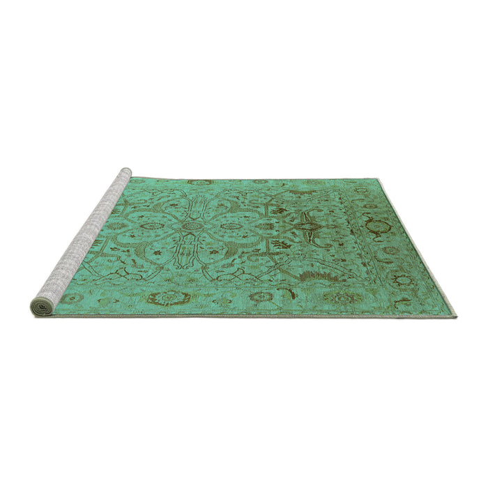 Sideview of Machine Washable Oriental Turquoise Industrial Area Rugs, wshurb826turq