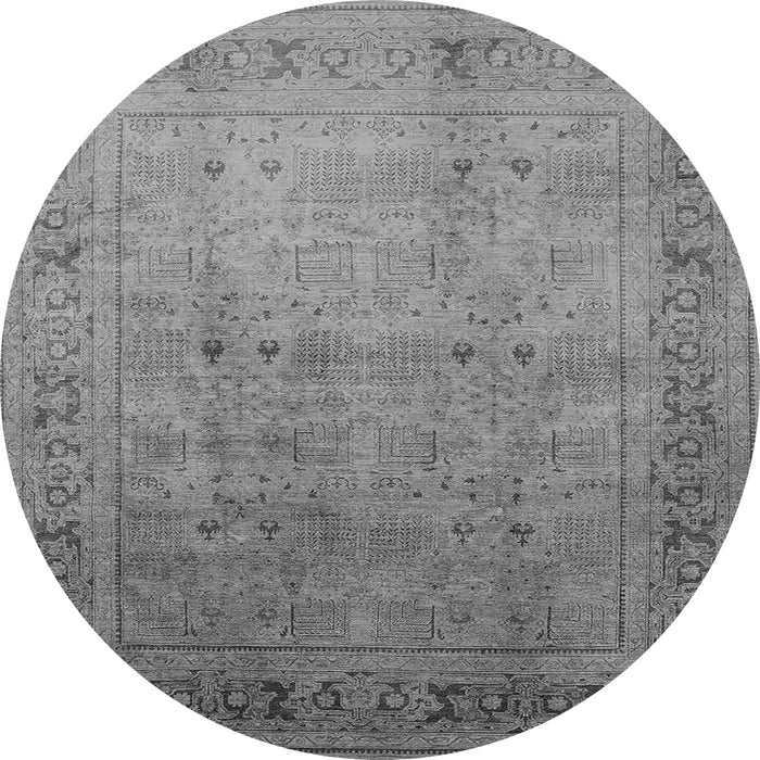 Round Machine Washable Oriental Gray Industrial Rug, wshurb827gry