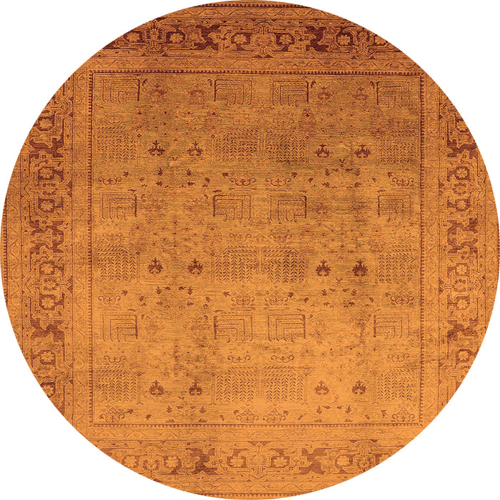 Round Oriental Orange Industrial Rug, urb827org