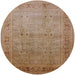 Round Mid-Century Modern Light Copper Gold Oriental Rug, urb827