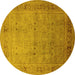 Round Oriental Yellow Industrial Rug, urb827yw