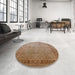Round Machine Washable Industrial Modern Light Copper Gold Rug in a Office, wshurb827