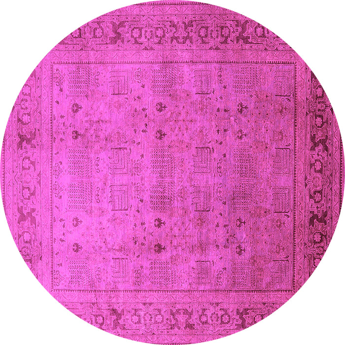 Round Machine Washable Oriental Pink Industrial Rug, wshurb827pnk