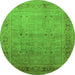 Round Oriental Green Industrial Rug, urb827grn