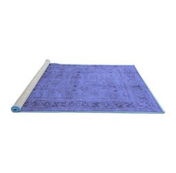 Sideview of Machine Washable Oriental Blue Industrial Rug, wshurb827blu