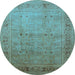 Round Oriental Light Blue Industrial Rug, urb827lblu