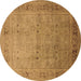 Round Oriental Brown Industrial Rug, urb827brn