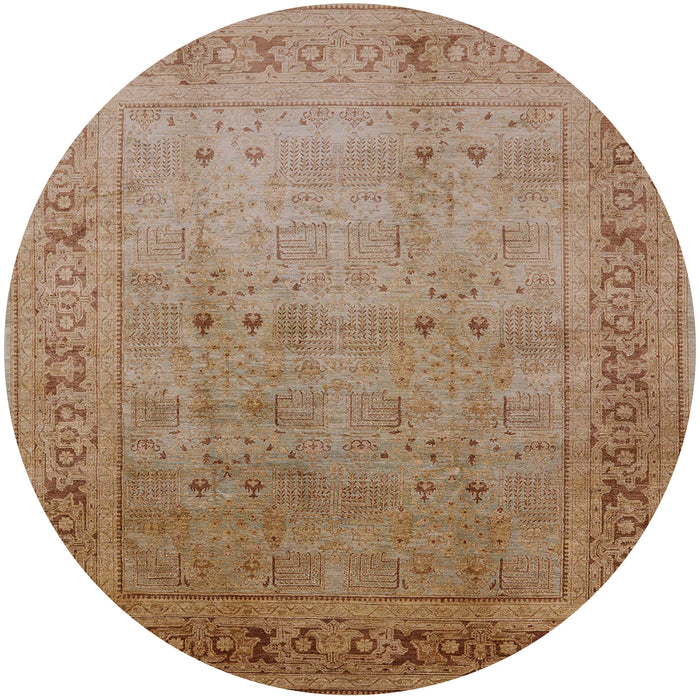 Round Machine Washable Industrial Modern Light Copper Gold Rug, wshurb827