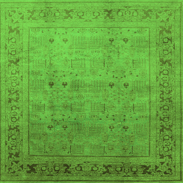 Square Machine Washable Oriental Green Industrial Area Rugs, wshurb827grn