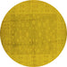 Round Oriental Yellow Industrial Rug, urb828yw