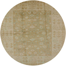 Round Mid-Century Modern Cinnamon Brown Oriental Rug, urb828