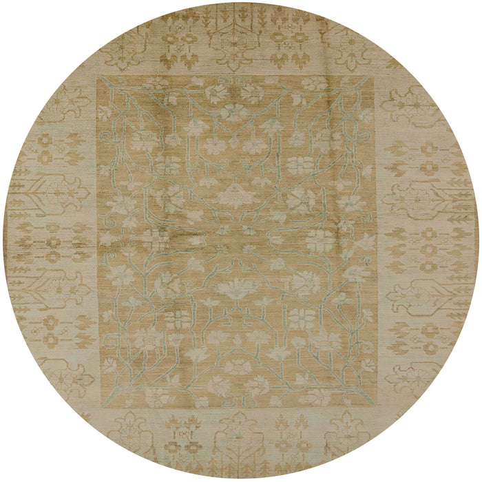 Round Mid-Century Modern Cinnamon Brown Oriental Rug, urb828