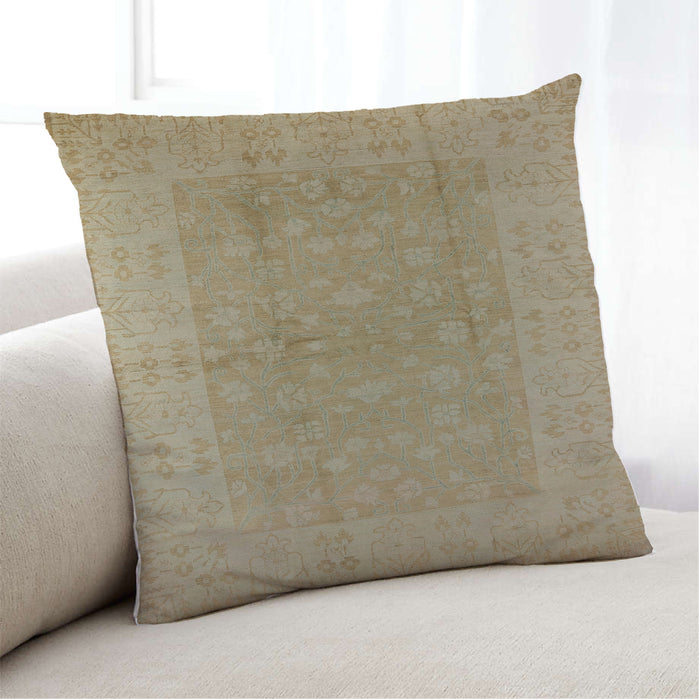 Lifestyle Image of Mid-Century Modern Urban Square Cinnamon Brown Throw Pillow, 18 inch by 18 inch, pwurb828