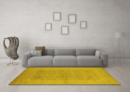 Machine Washable Oriental Yellow Industrial Rug in a Living Room, wshurb828yw