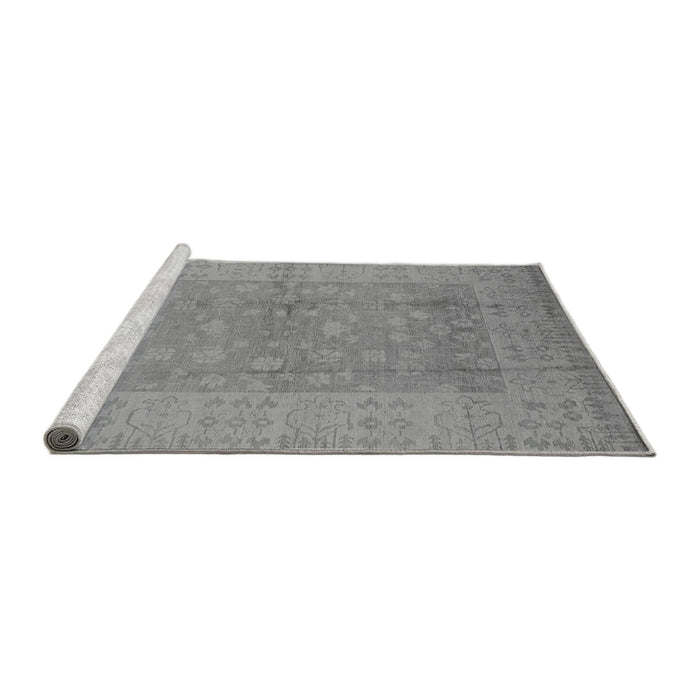 Sideview of Machine Washable Oriental Gray Industrial Rug, wshurb828gry