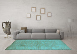 Machine Washable Oriental Light Blue Industrial Rug in a Living Room, wshurb828lblu