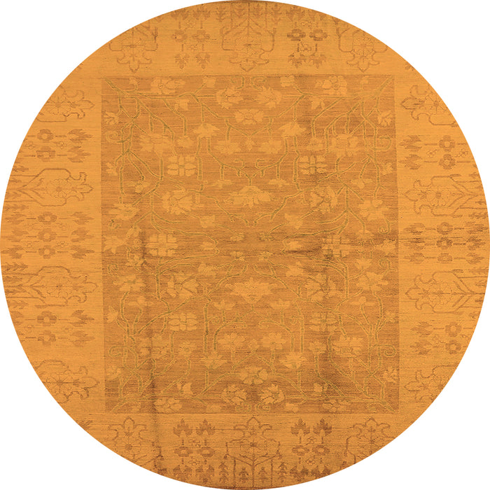 Round Machine Washable Oriental Orange Industrial Area Rugs, wshurb828org