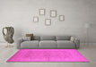 Machine Washable Oriental Pink Industrial Rug in a Living Room, wshurb828pnk