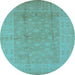 Round Oriental Light Blue Industrial Rug, urb828lblu