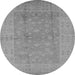 Round Oriental Gray Industrial Rug, urb828gry